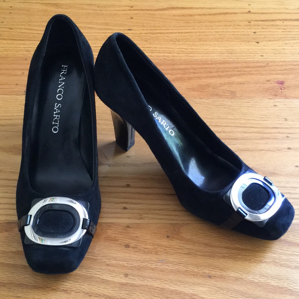 NWOT Black Leather Franco Sarto Heels